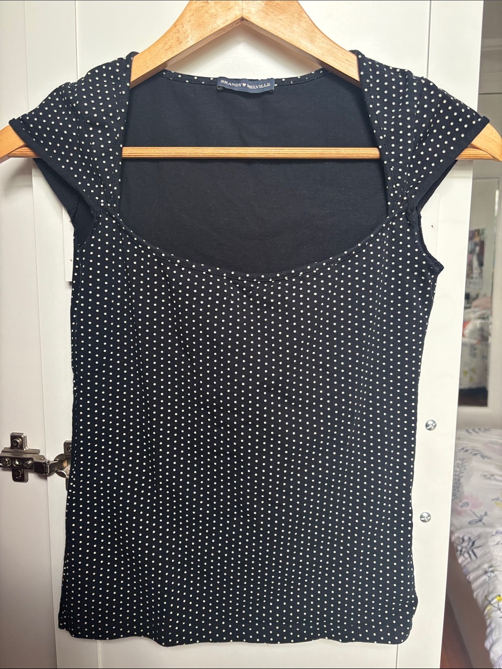Brandy Melville Scoop Neck Polka Dot Top